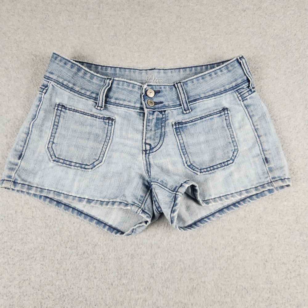 Old Navy Diva Jean Shorts Womens 2 Blue Denim Cotton Pockets Stretch High Waist